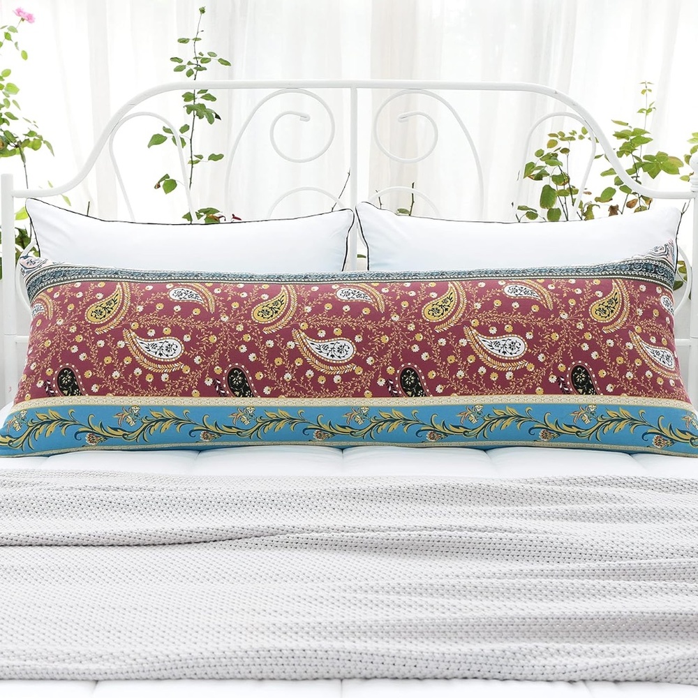 Natural Union Bohemian Print Long Body Pillowcase Cover with Zipper 20”x54”